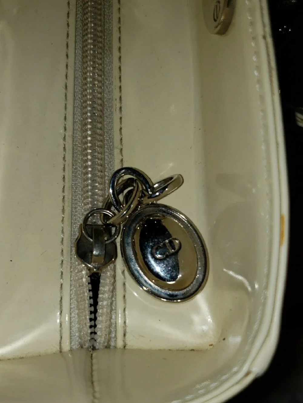 Dior Cream Leather Satchel with Silver Charm